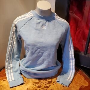 Adidas Pale Blue Striped Sweatshirt